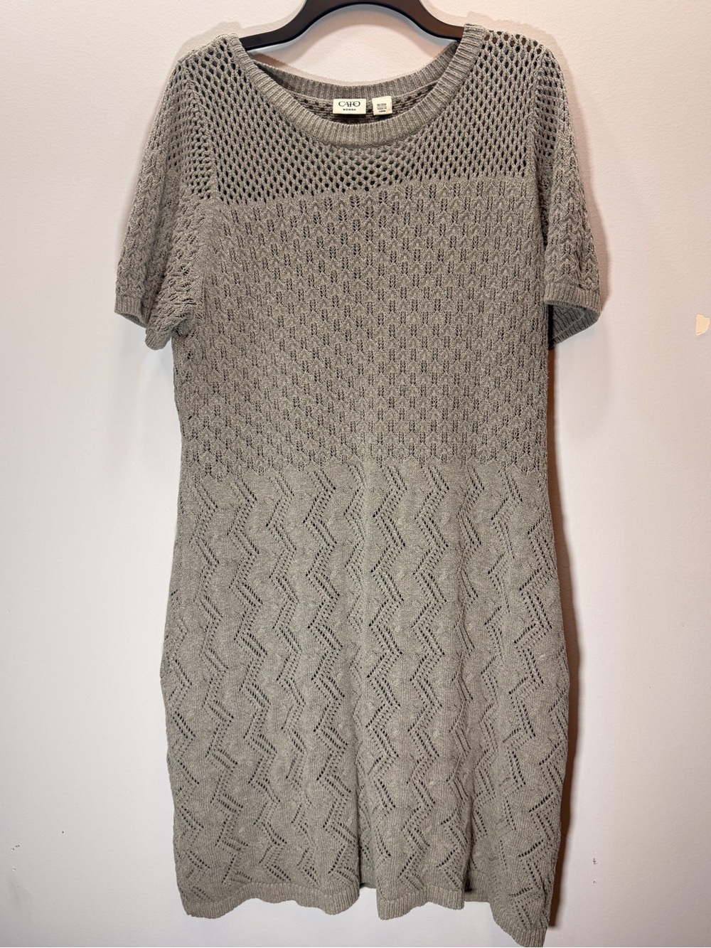 Cato Light Gray Knit Short-Sleeve Midi Dress